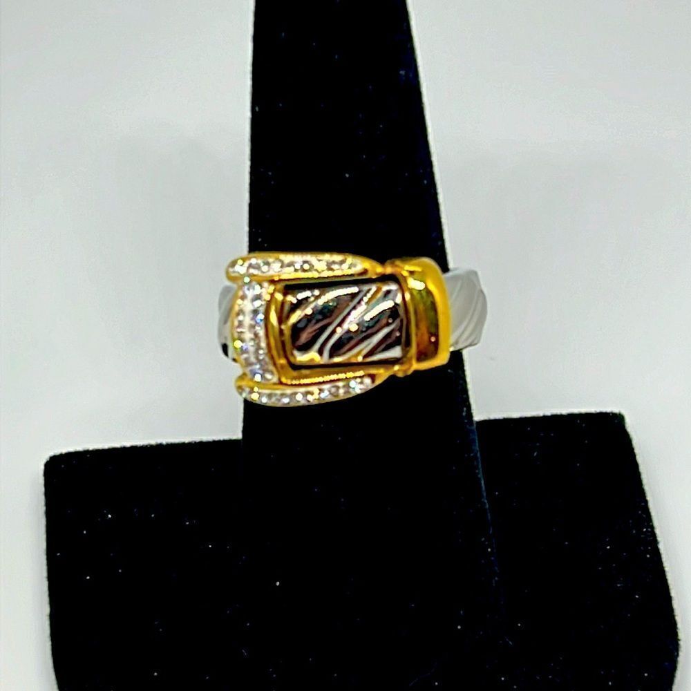 Beautiful Vintage Silver And Gold Belt Buckle Ring